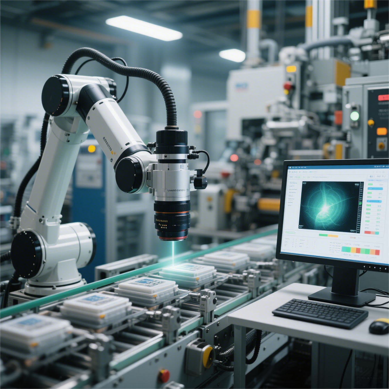 কারখানা লাইনে শিল্প রোবট