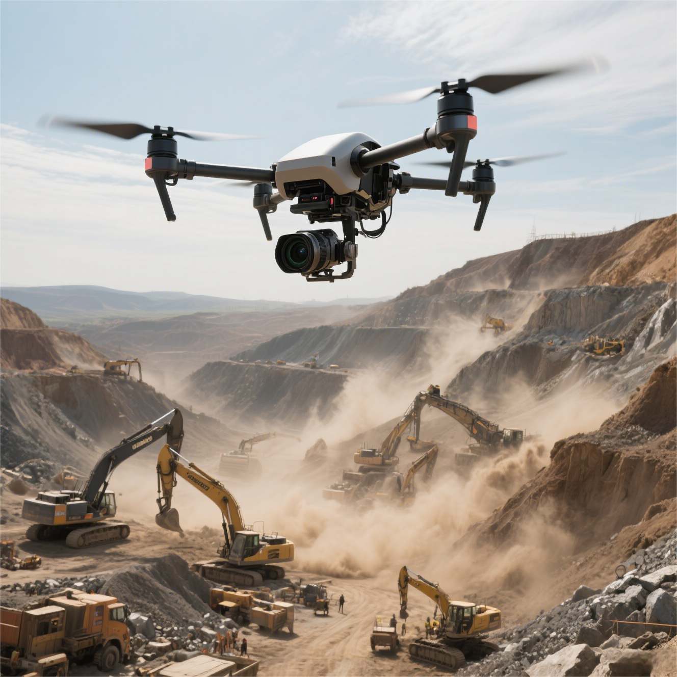 খনির সাইটে ড্রোন উড়ছে